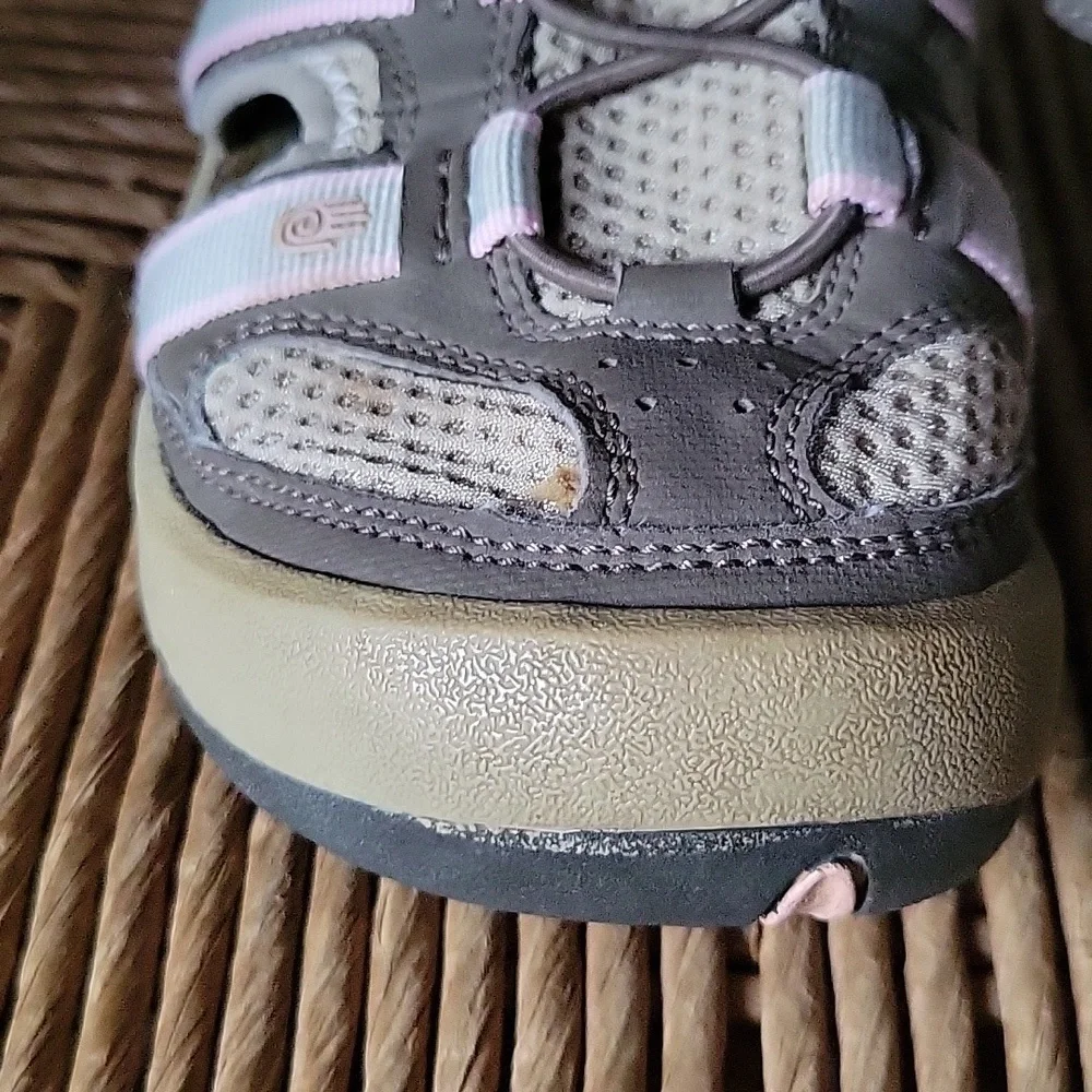 Teva sandals, brown, tan, gray, pink, size 3.